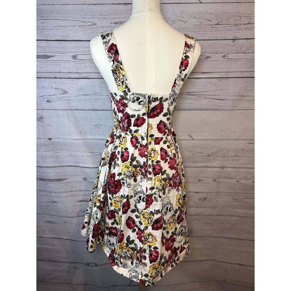 Hot Topic Roses and Skulls Retro Fit & Flare Dress Medium - Picture 4 of 5